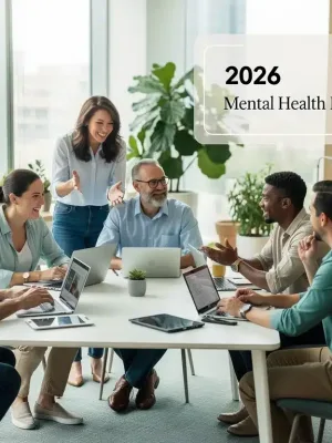 Employees discussing mental health benefits in a modern office, 2026 update