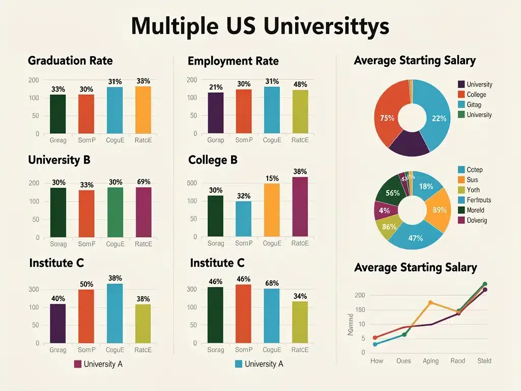 Infographic comparing key university outcome metrics for 2026 applicants