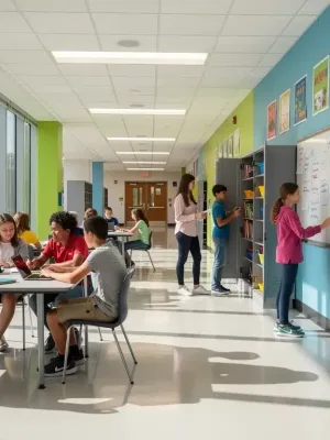 Students learning in a well-maintained, resource-optimized school environment.