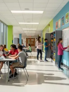 Students learning in a well-maintained, resource-optimized school environment.