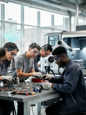 Students learning modern vocational skills in a high-tech environment for 2026.
