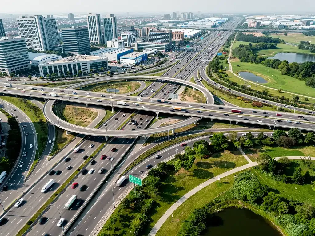 Modern highway interchange representing transportation infrastructure improvements