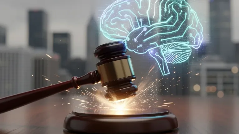 FCC gavel striking down on AI-generated robocalls, symbolizing new fines.
