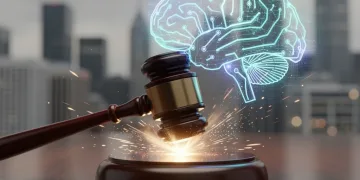 FCC gavel striking down on AI-generated robocalls, symbolizing new fines.