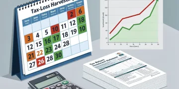 Calendar and financial charts illustrating continuous tax-loss harvesting strategy.
