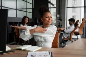 woman enjoying mental health support in workplaces.