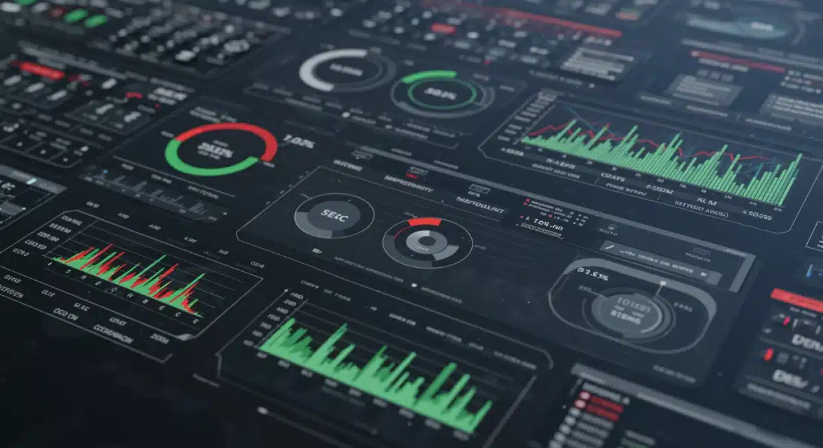 Digital financial dashboard displaying compliance and risk metrics for SEC regulations.