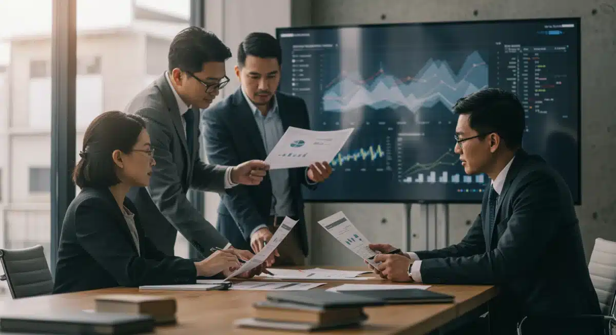 Financial advisors discussing investment strategies in response to new SEC guidelines.