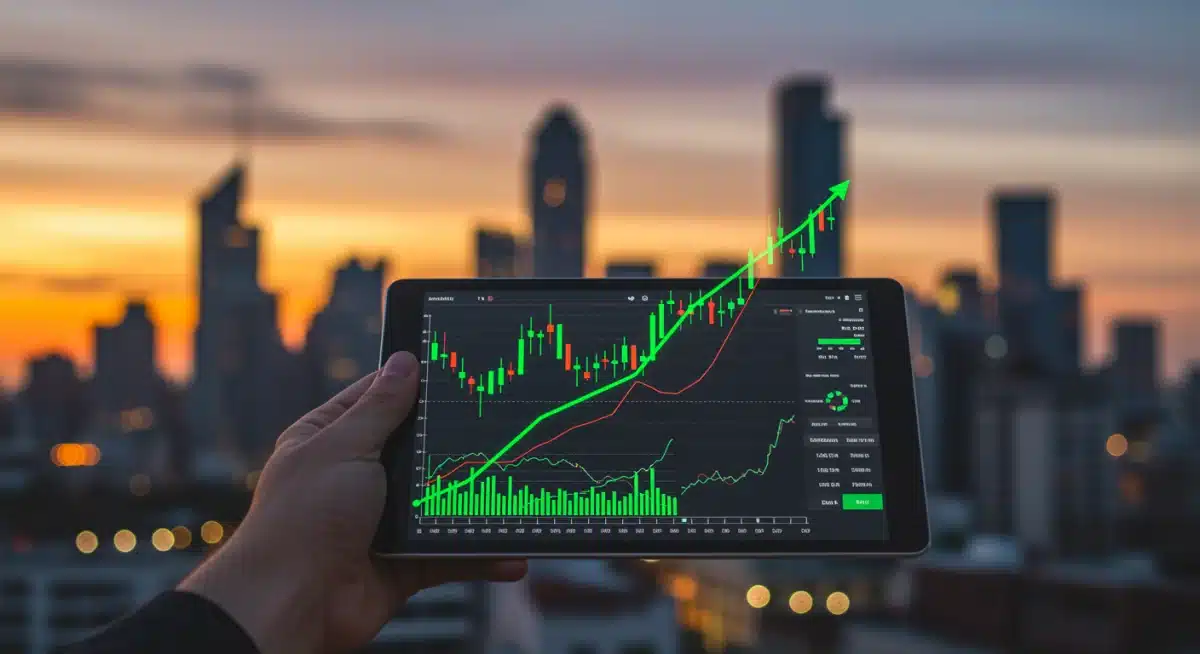 Tablet showing positive stock market trends for 2026