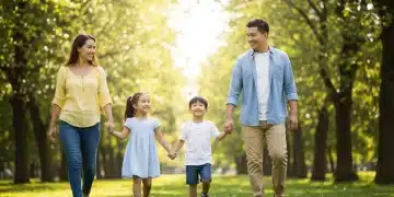 Happy family walking in a park, symbolizing financial security with Child Tax Credit.