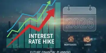 Financial charts showing rising interest rates and their impact on mortgages and loans in 2026.
