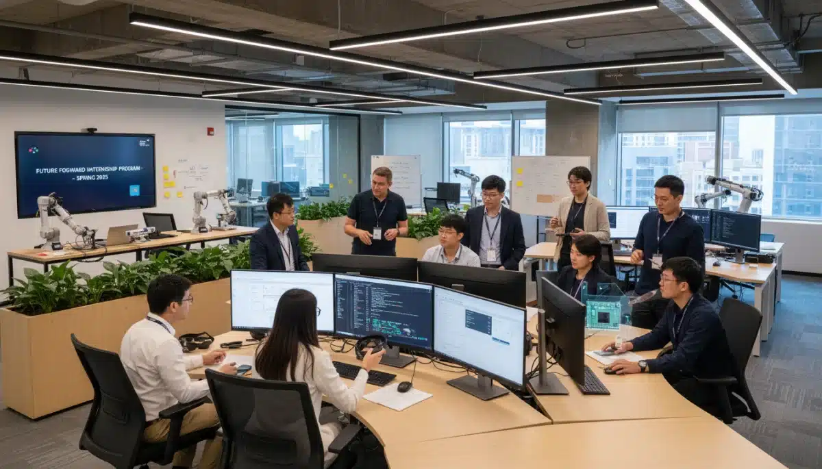University students intern at a tech company, gaining real-world STEM experience